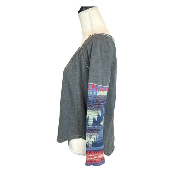Ralph Lauren Denim and Supply Womens Small P Gray Aztec Sweater Sleeve Sweatshir - Picture 2 of 7